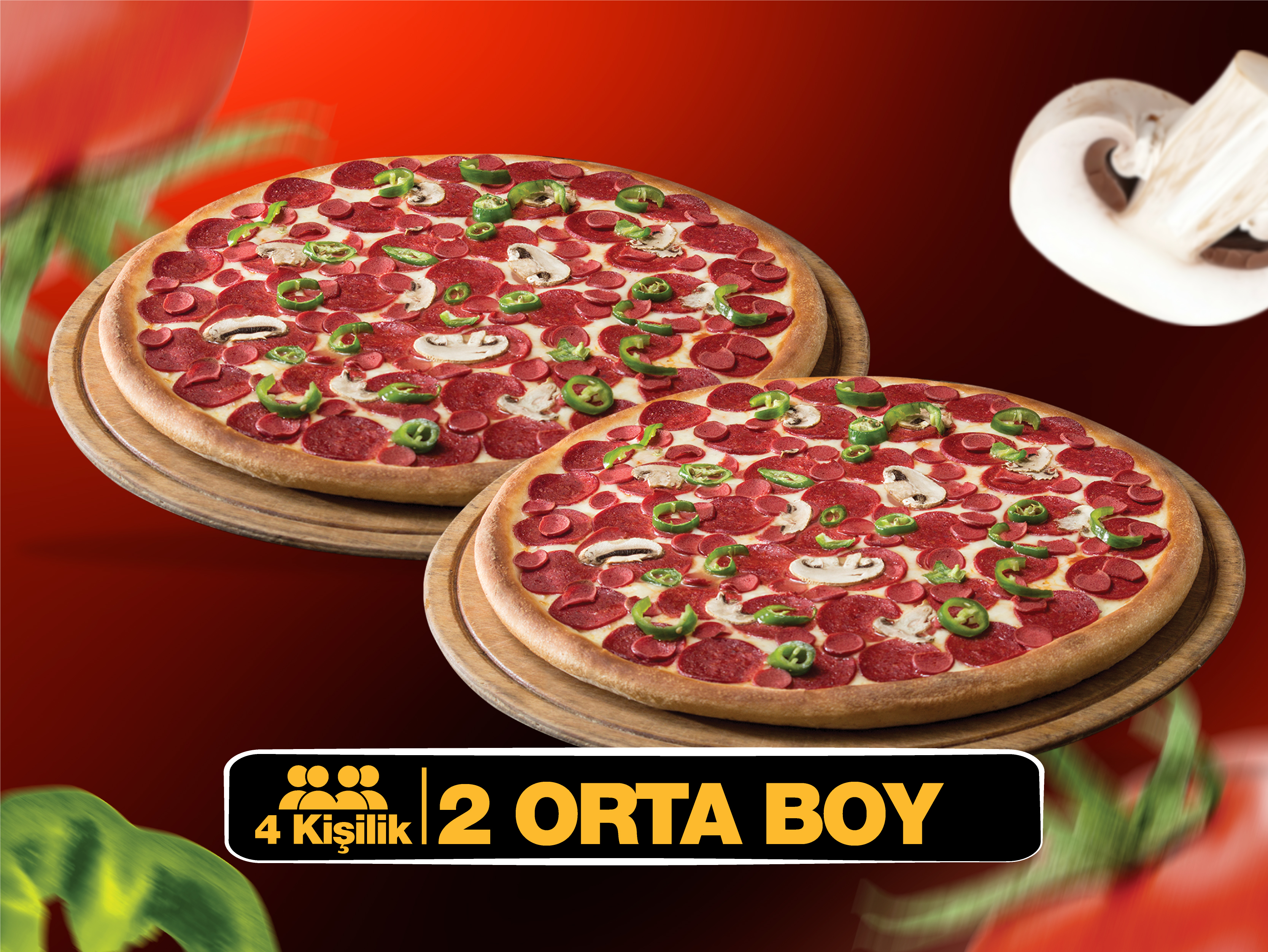 2 Orta Boy Mega Pizza